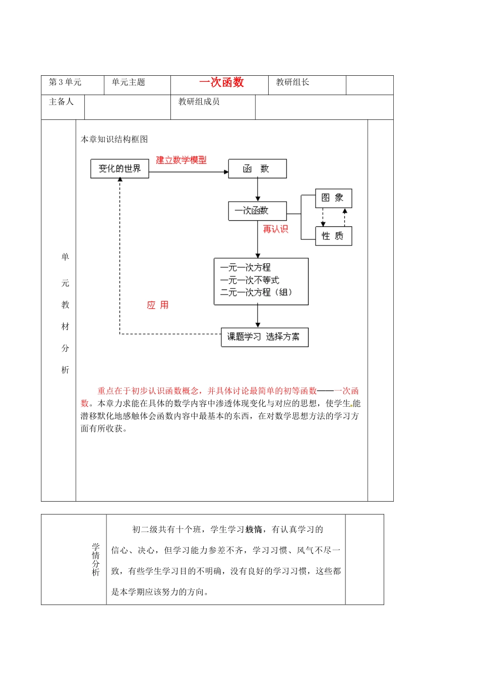 山东省日照市九年级数学《一次函数》教案_第1页
