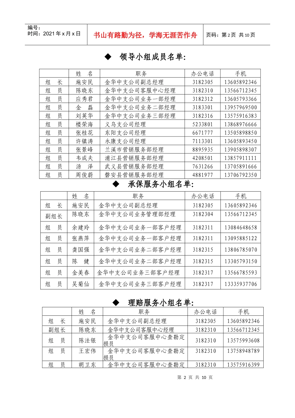 中华联合财产保险公司金华中心支公司_第2页