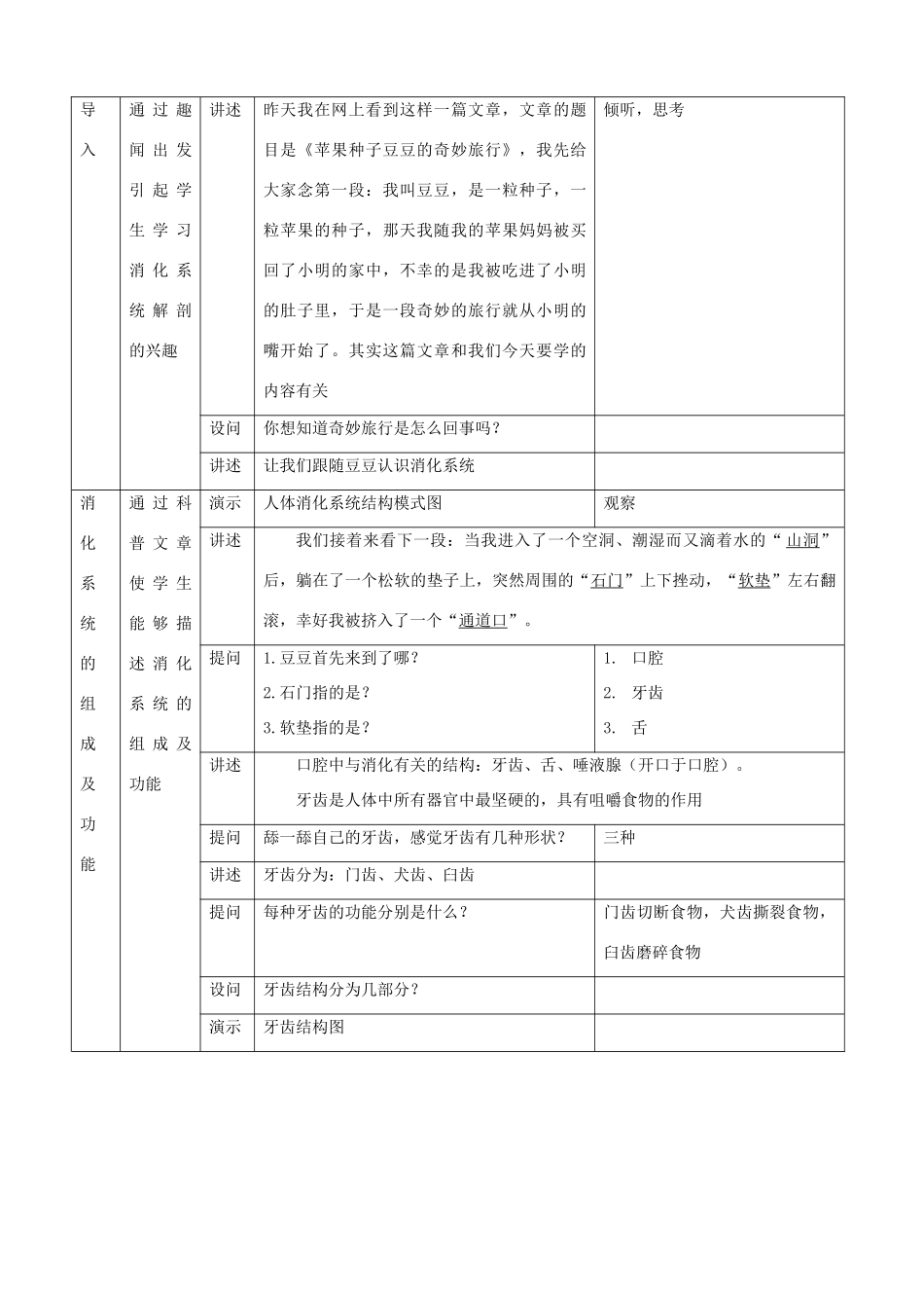 七年级生物上册 4.2《人和动物的营养》（第2课时）教案 北京课改版_第2页