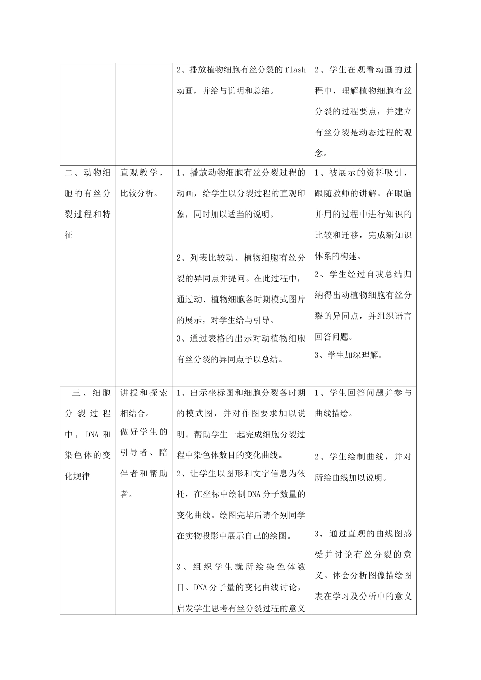 高中生物 7.2《有丝分裂》教案（1） 沪科版第二册_第3页
