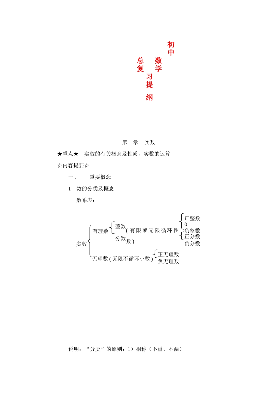 九年级数学总复习提纲（教案） 人教新课标版_第1页