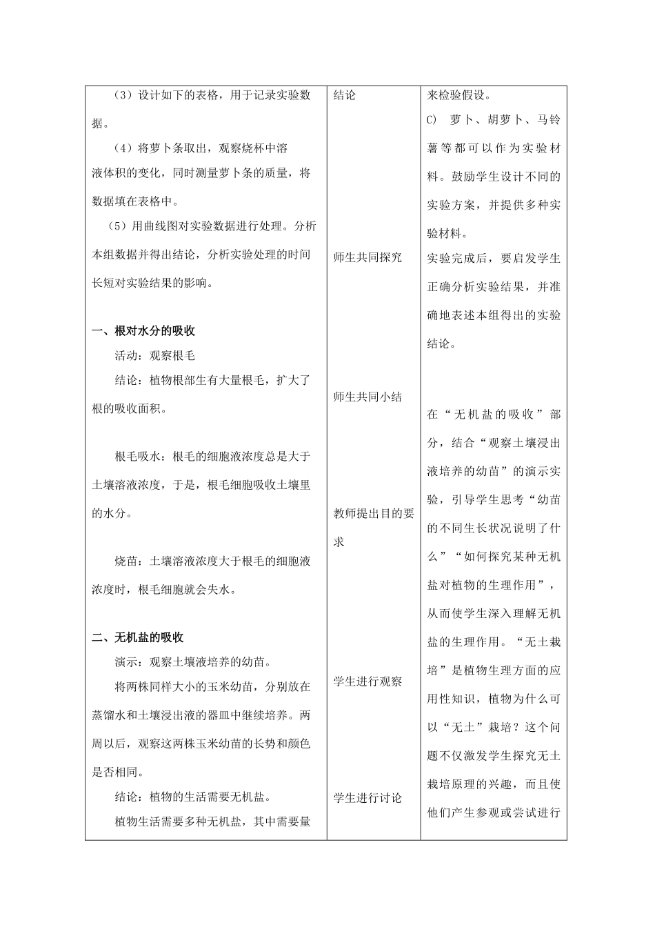 七年级生物上册 5.3 吸收作用教案（1） 北师大版-北师大版初中七年级上册生物教案_第3页