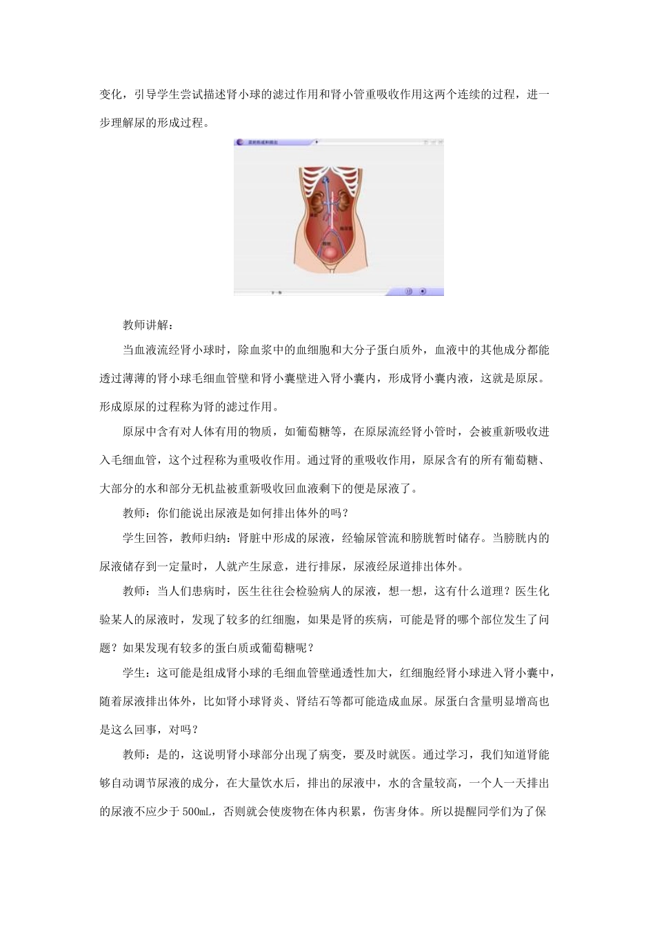 七年级生物下册 第十一章 第一节 人体泌尿系统的组成教案2 （新版）苏教版_第3页