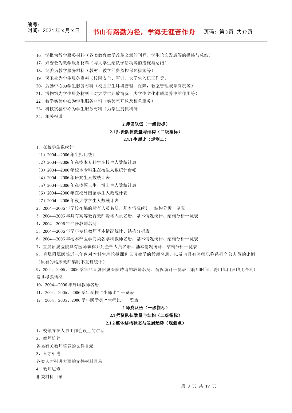 上海中医药大学本科教学工作水平评估支撑材料目录（第一稿）_第3页