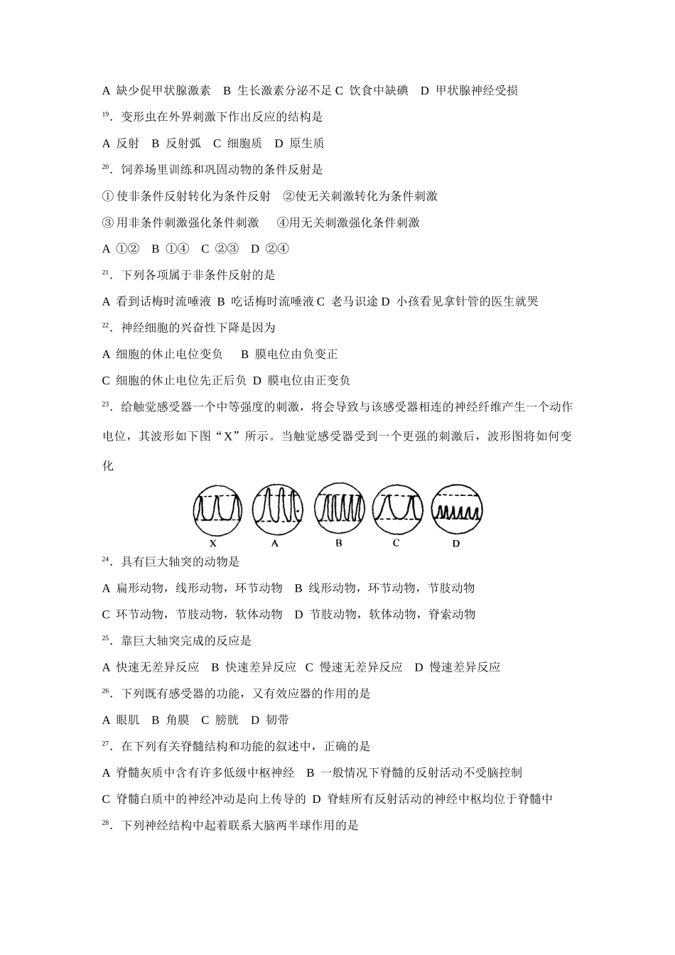 高中生物试题专题资源库—《人和动物的神经调节》（完全WORD版）_第3页