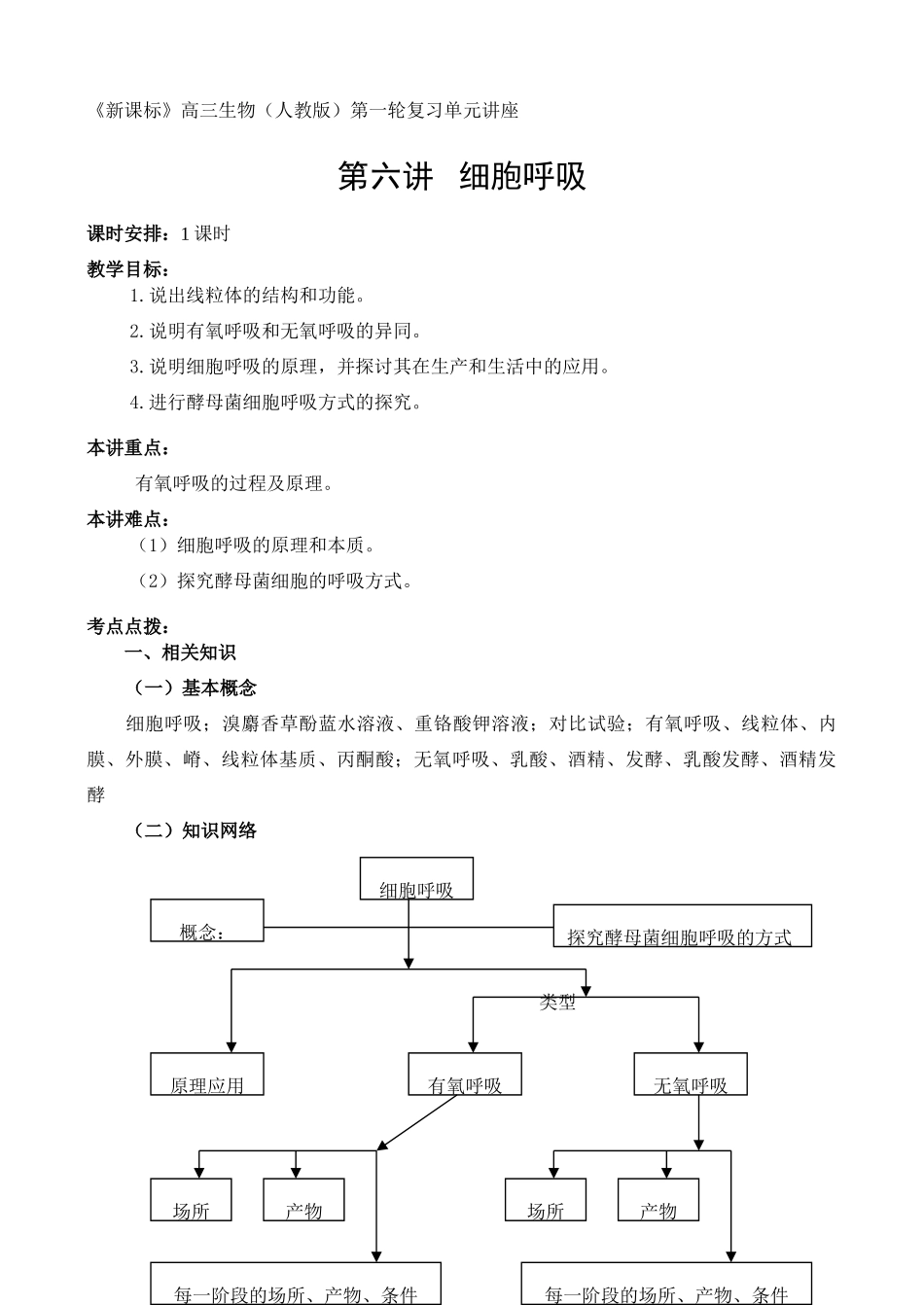 高三生物新课标教案第6讲  细胞呼吸_第1页