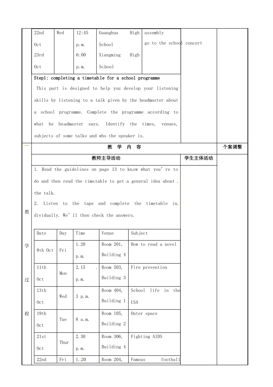 高中英语 Module 1 Unit 1 School life Task Reporting school activities（1）教案 牛津泽林版必修1-人教版高一必修1英语教案_第2页