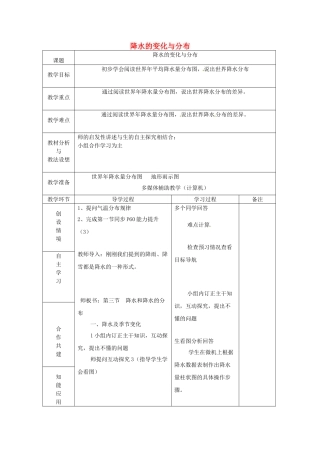 山东省临沂市蒙阴县第四中学八年级地理会考复习 降水的变化与分布教案 新人教版