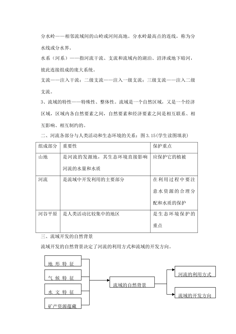 高中地理 3.2 河流的综合开发-以美国田纳西河流域为例（第1课时）教学设计 新人教版必修3-新人教版高中必修3地理教案_第2页