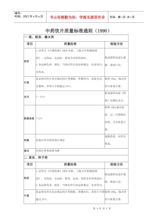 中药饮片质量标准通则