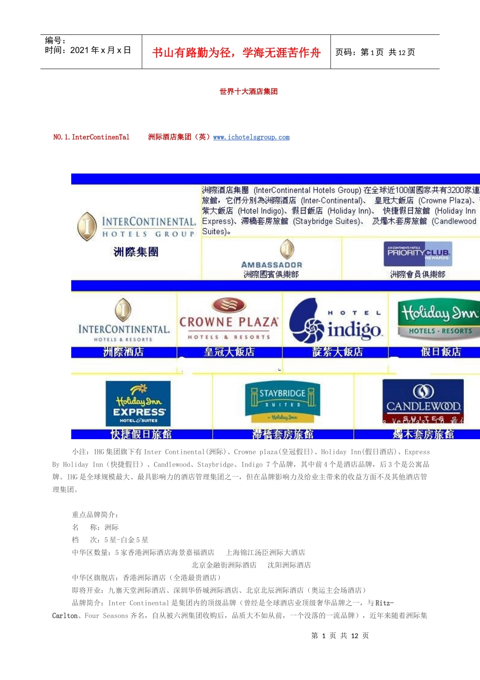 世界十大酒店集团_第1页