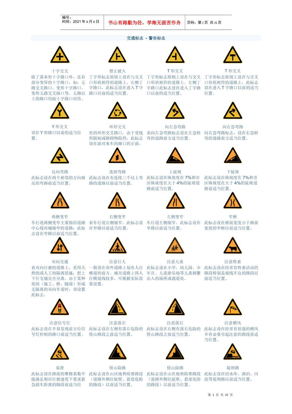 交通标志及交警手势含义_第1页