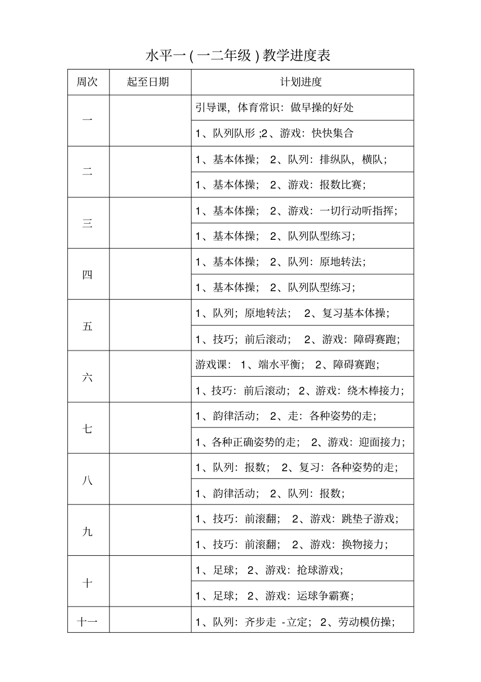 小学各学科教学进度安排表_第2页