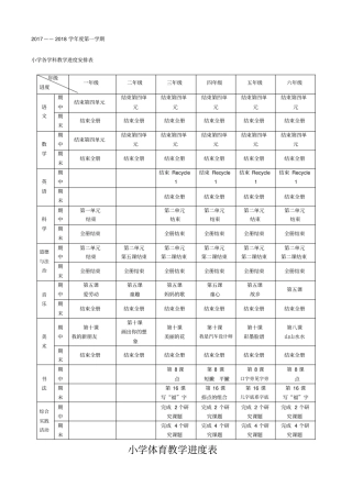 小学各学科教学进度安排表