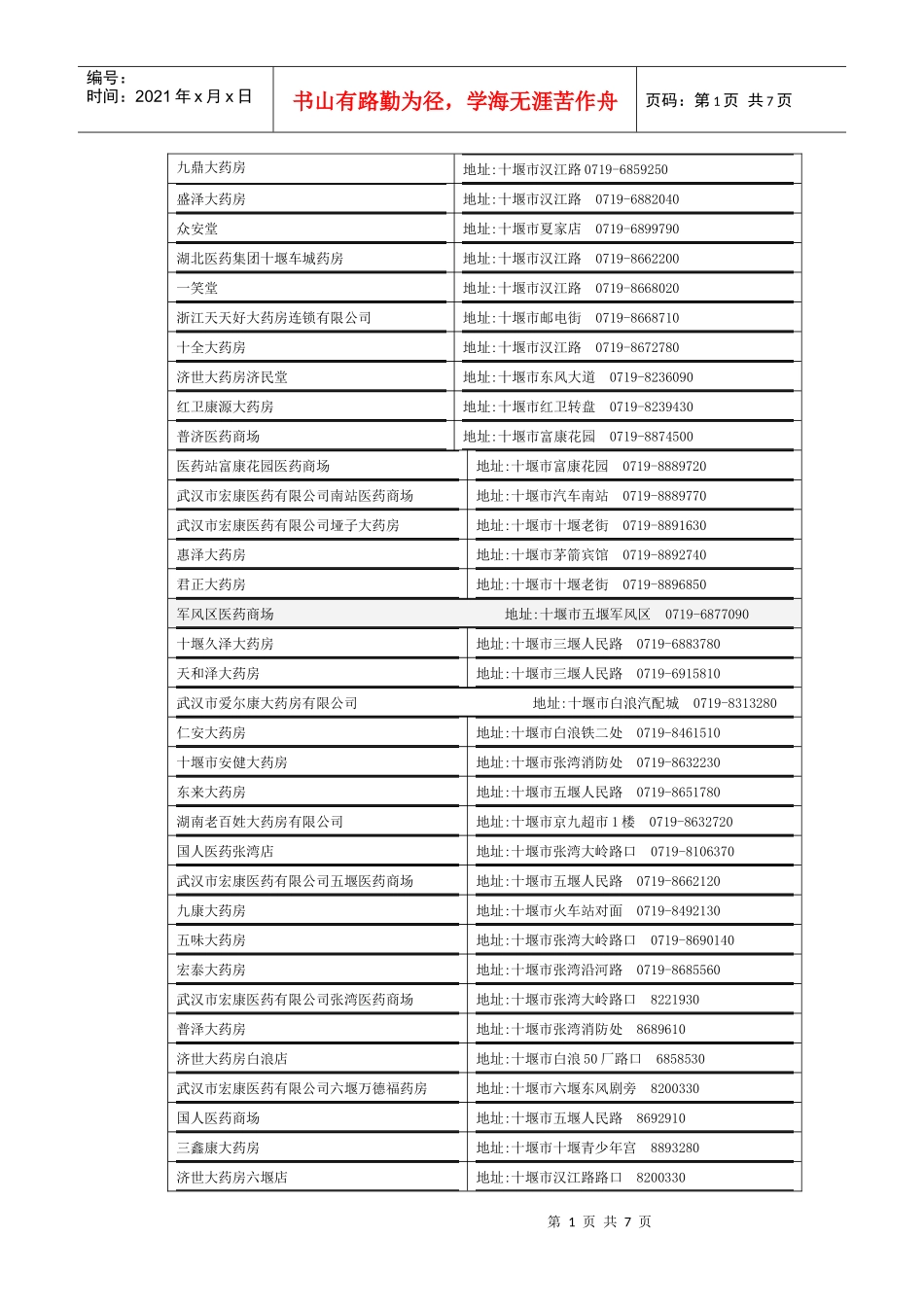 p十堰药店电话地址tmnov_第1页