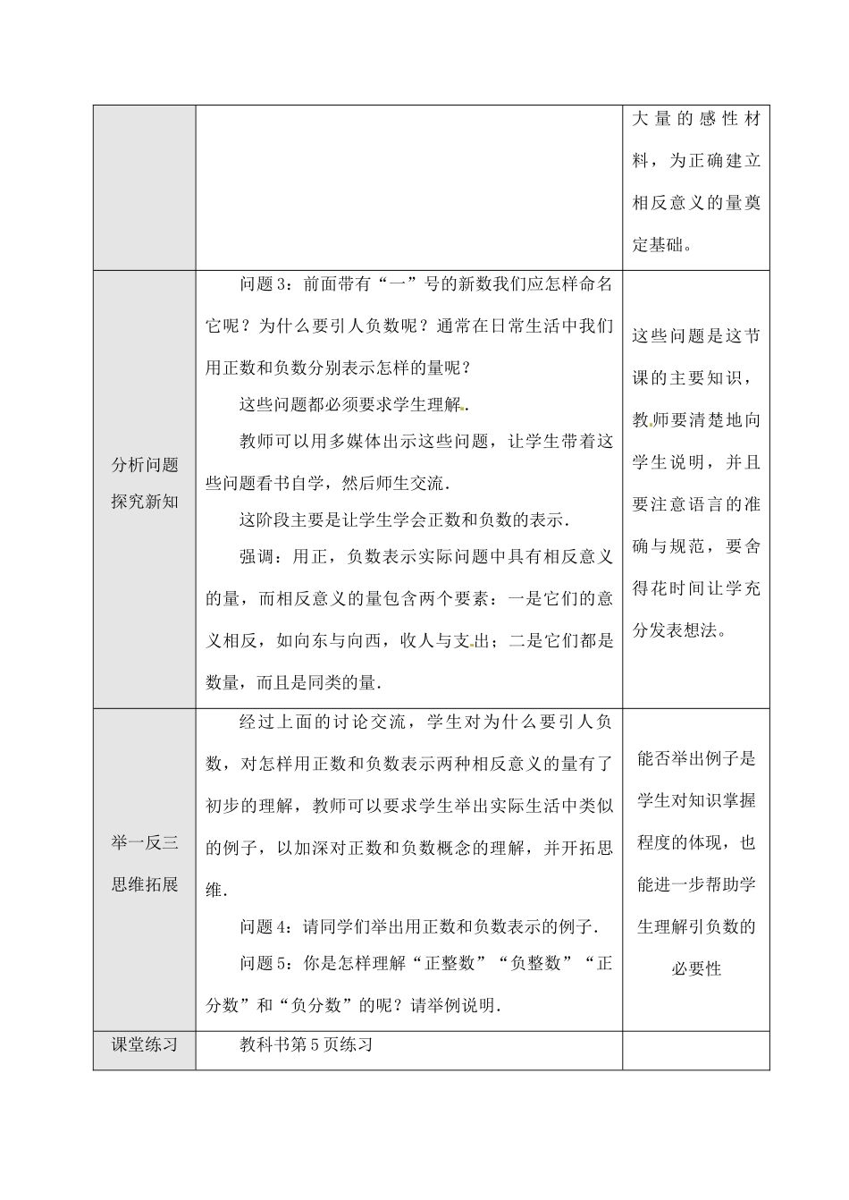 山东省曲阜市陵城镇中学七年级数学 《正数和负数》教学设计5_第3页