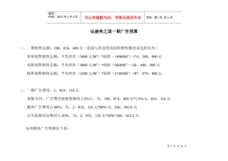 【房地产】运盛美之国一期广告预算
