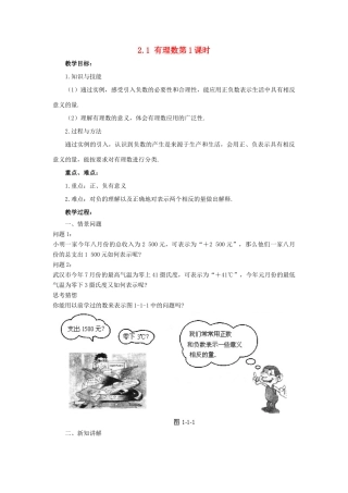 七年级数学上册 第二章 有理数 2.1 有理数（第1课时）教案 （新版）青岛版-（新版）青岛版初中七年级上册数学教案