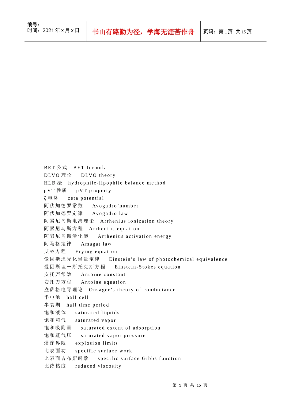 化工术语中英文对照大全_第1页