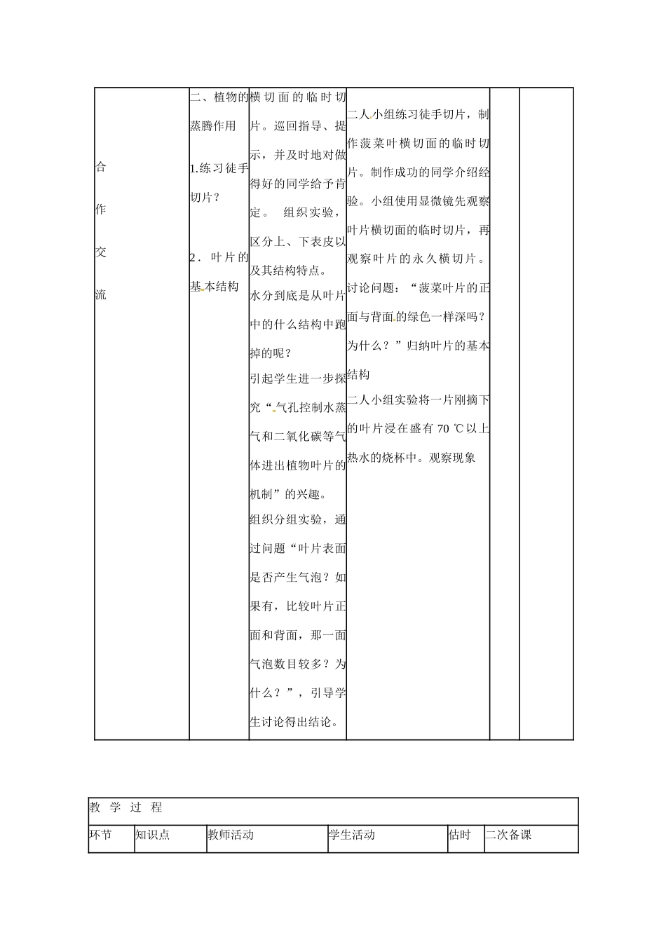 山东省临沭县第三初级中学七年级生物上册 绿色植物参与水循环教案 新人教版_第3页
