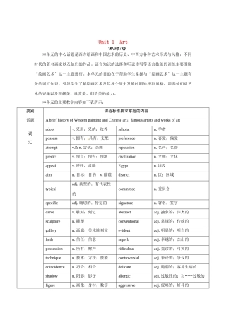 高中英语 Unit1 Art Period 1优秀教案 新人教版选修6