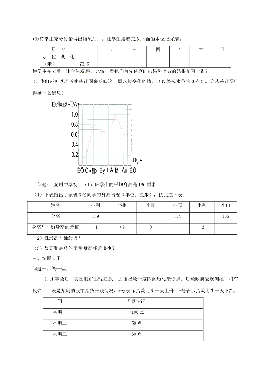 七年级数学上册 2.7 水位的变化教案 北师大版-北师大版初中七年级上册数学教案_第2页