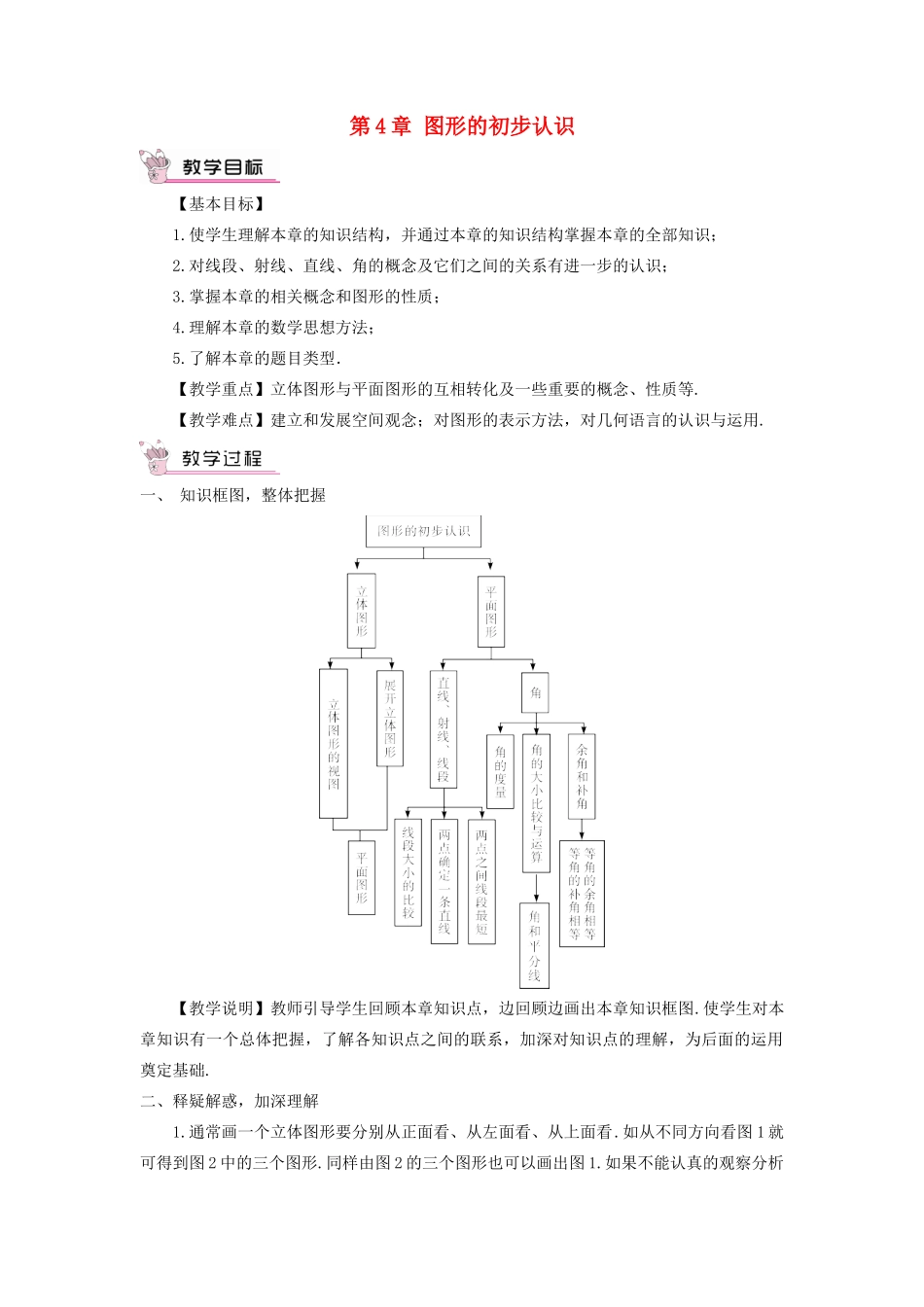 七年级数学上册 第4章 图形的初步认识本章复习教案 （新版）华东师大版-（新版）华东师大版初中七年级上册数学教案_第1页