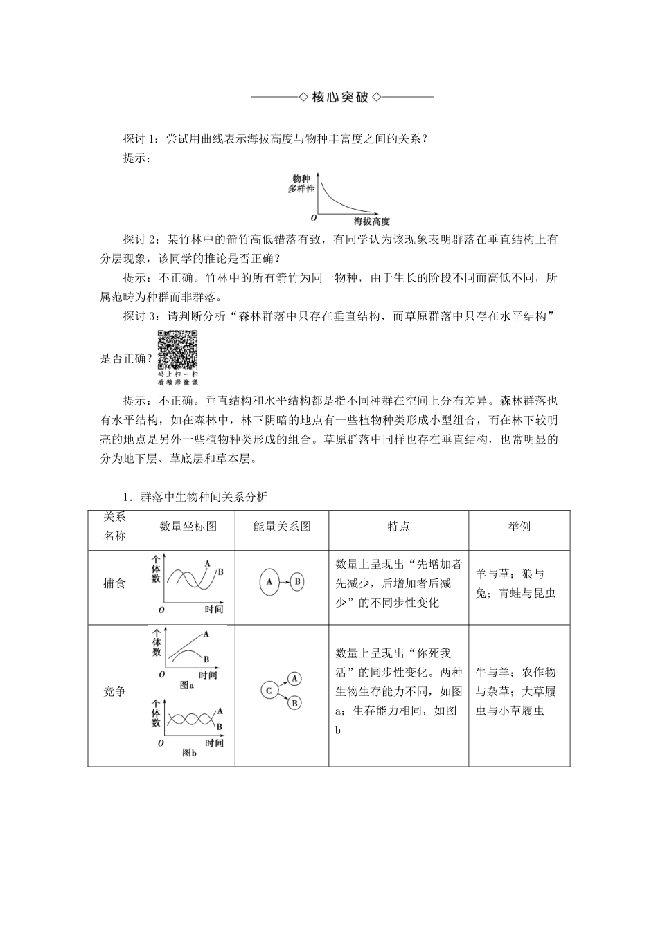 高中生物 第2单元 第2章 第1节 群落的基本特征与结构教案 中图版必修3-中图版高中必修3生物教案_第2页