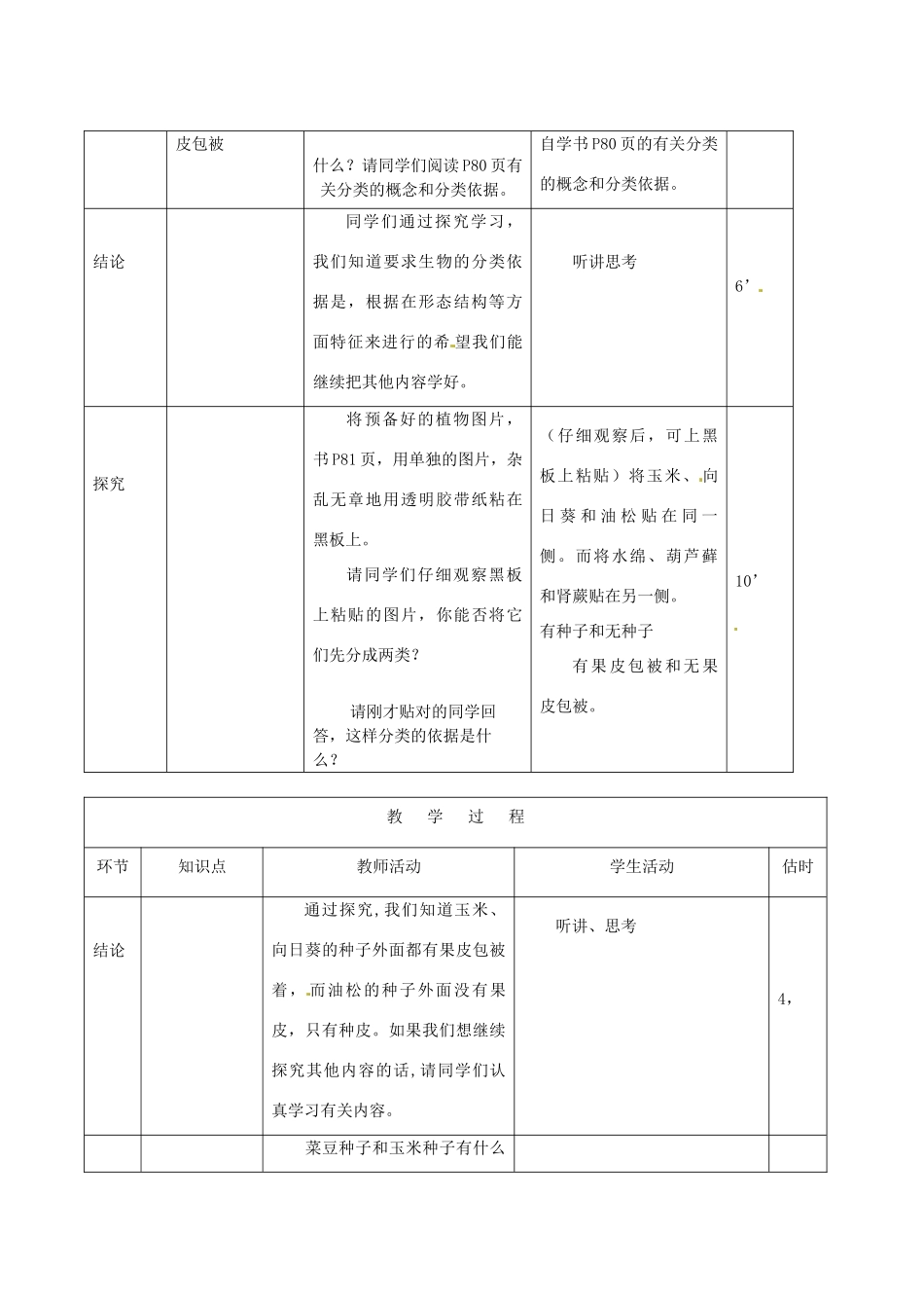山东省临沭县第三初级中学八年级生物上册 尝试对生物进行分类（第1课时）教案 新人教版_第3页