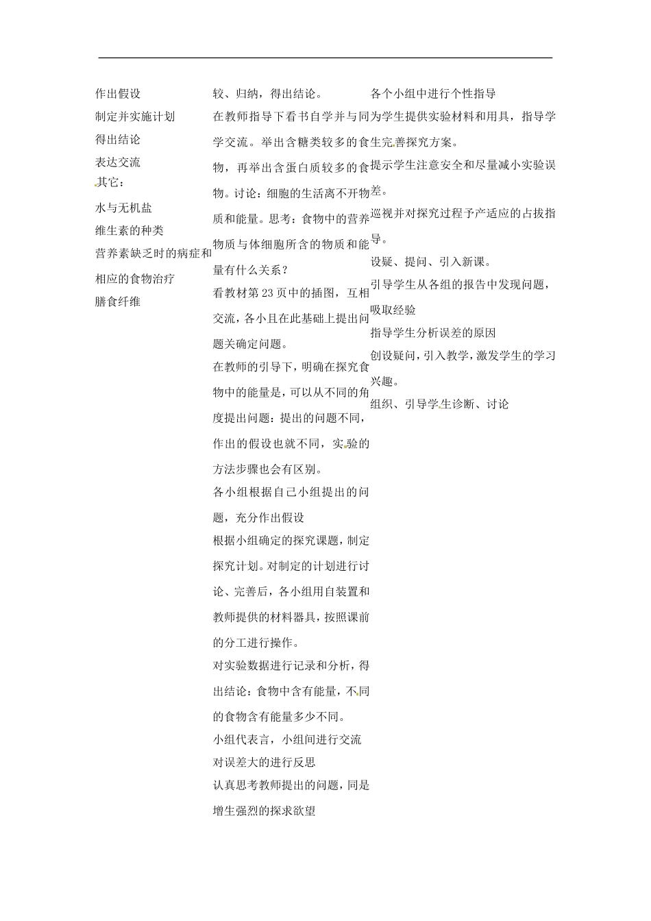 七年级生物下册8.1人类的食物（教案）北师大版_第2页