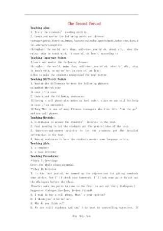 【精品】高一英语上册 nit9 Technology(第二课时)教案 大纲人教版第一册