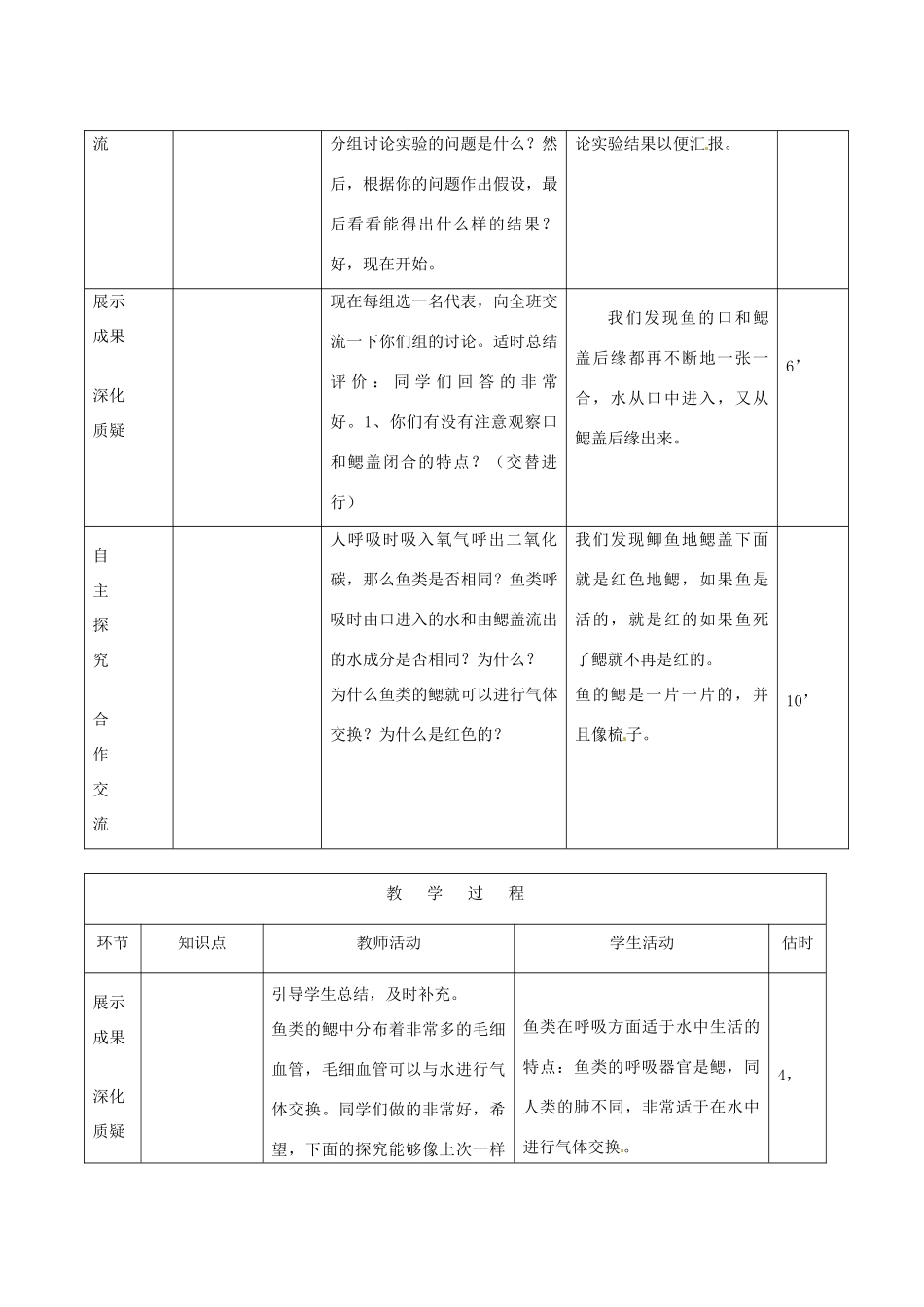 山东省临沭县第三初级中学八年级生物上册 水中生活的动物（第2课时）教案 新人教版_第3页