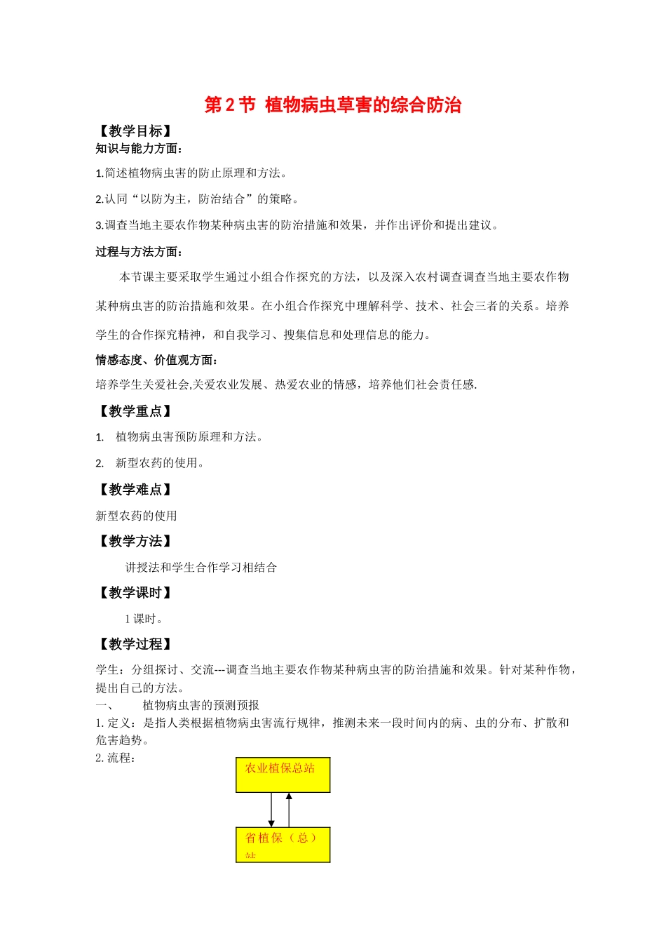 高中生物：1.1.2《植物病虫草害的综合防治》教案（1）中图版选修2_第1页