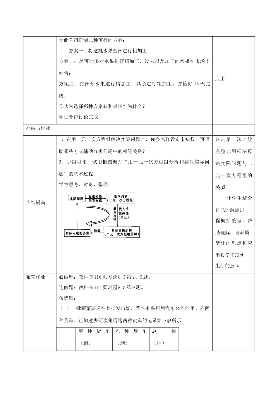 辽宁省大洼县第二初级中学七年级数学下册《8.3 再探实际问题与二元一次方程（3）》教学案 新人教版_第3页
