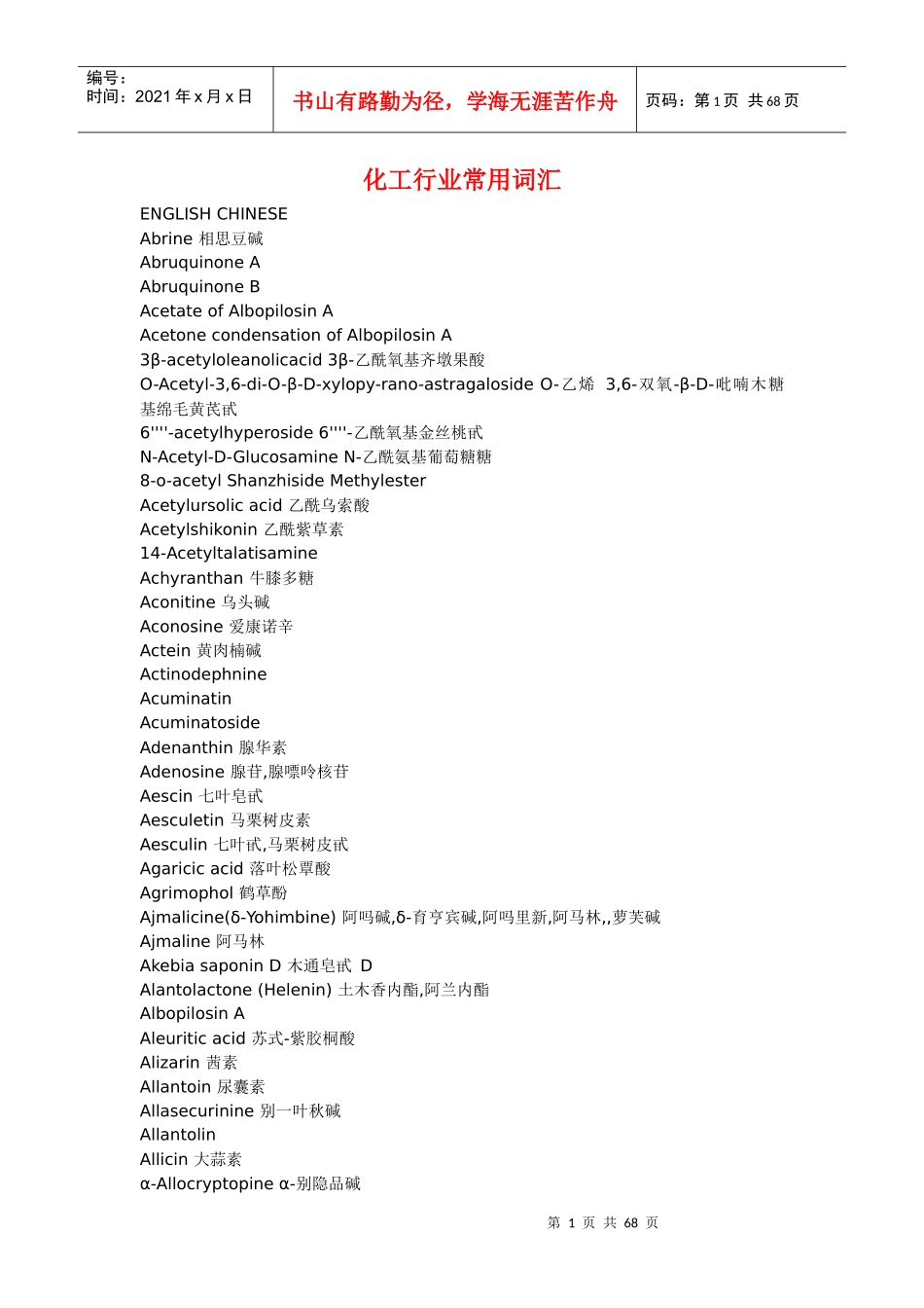 化工行业常用词汇(1)_第1页