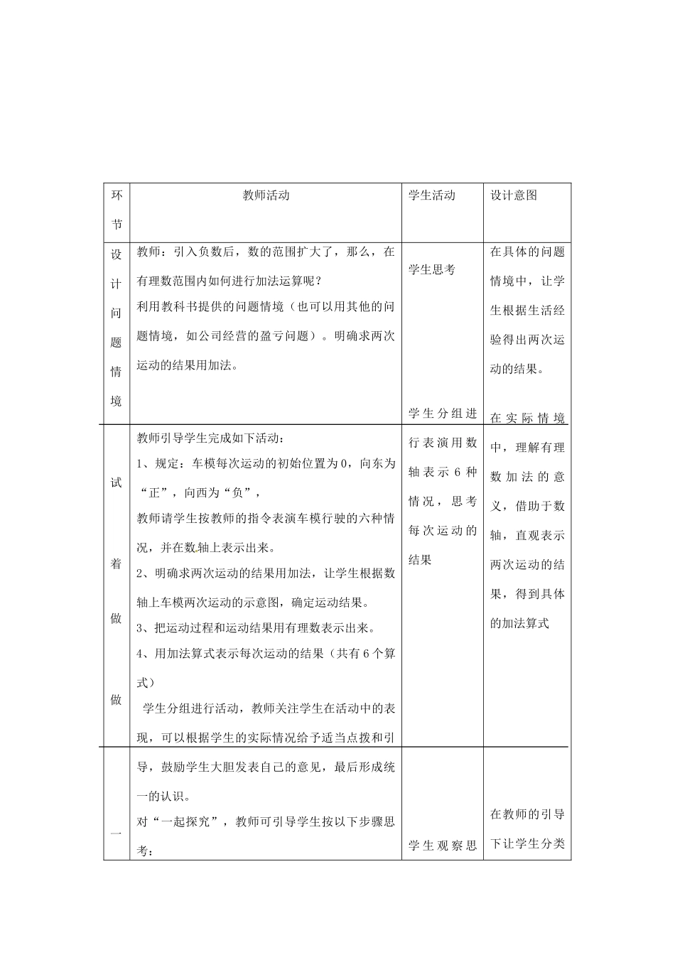 七年级数学上册 2.5有理数的加法教案 冀教版_第2页