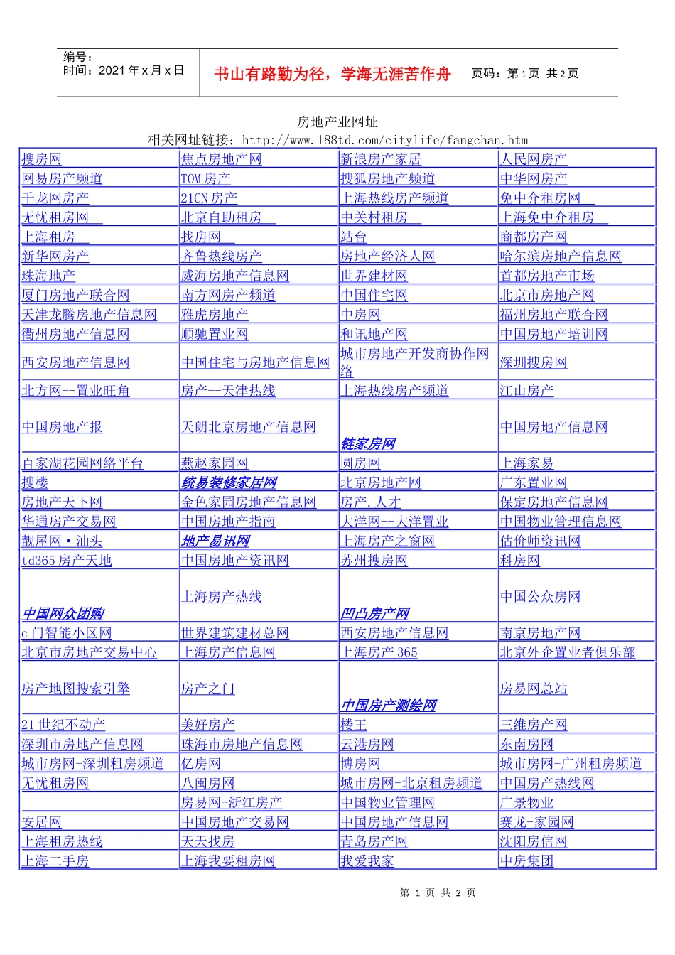 100多个房地产行业网站的链接_第1页