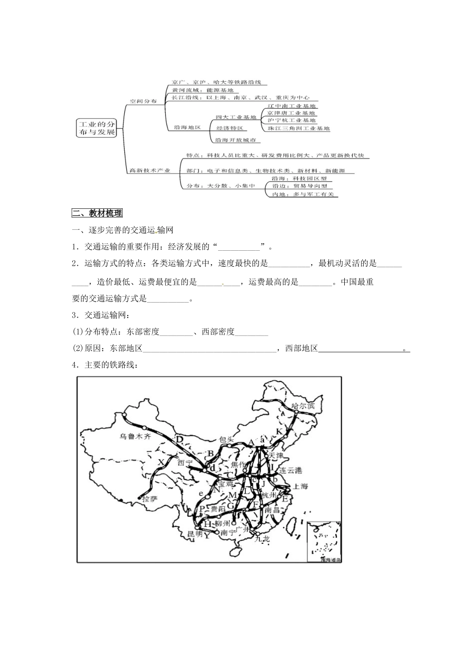 山东省临沂市凤凰岭中学八年级地理上册 第四章《中国的经济发展》教案 新人教版_第2页