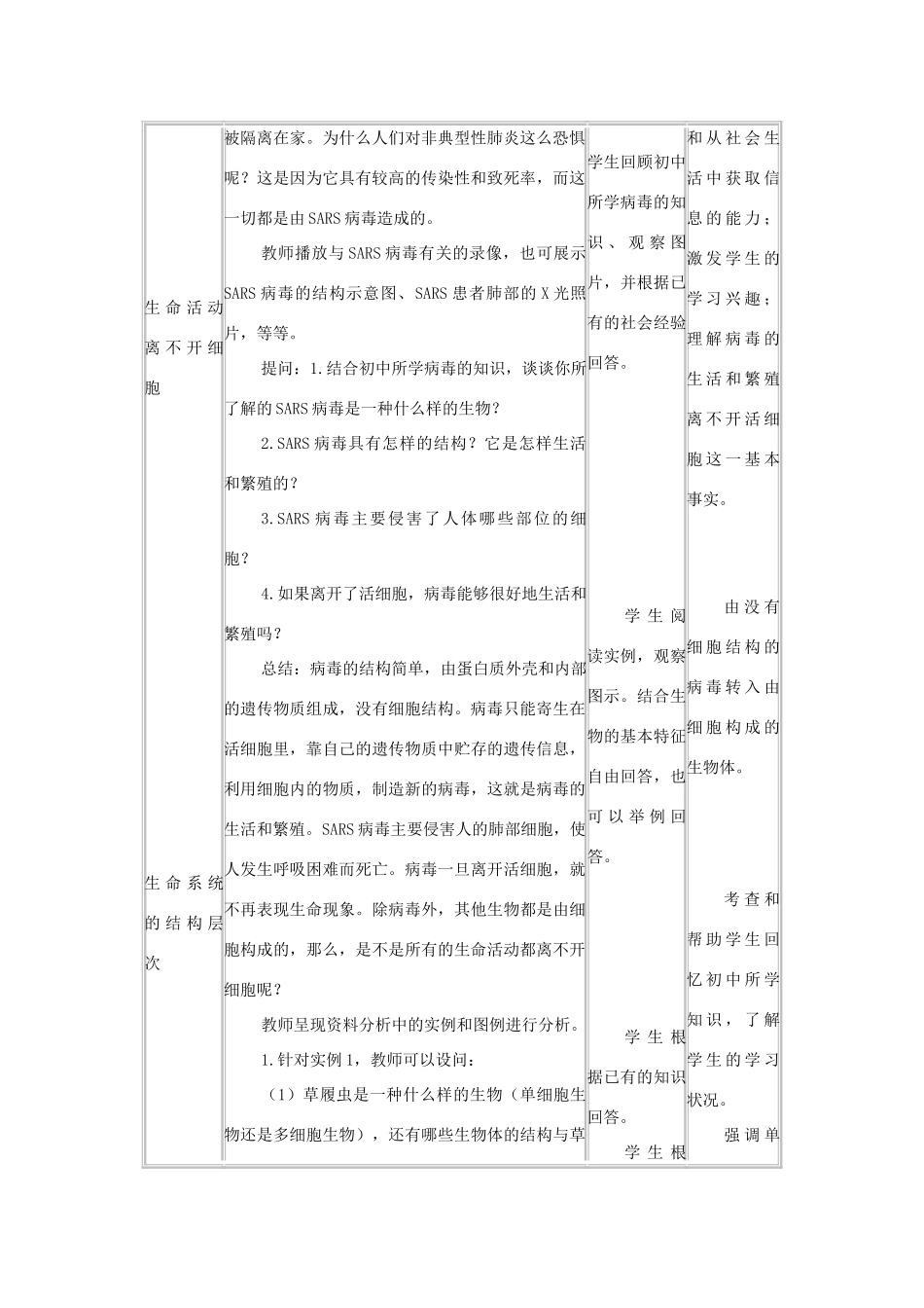 高中生物：1.1《从生物圈到细胞》教案（新人教版必修1）河北地区专用_第2页