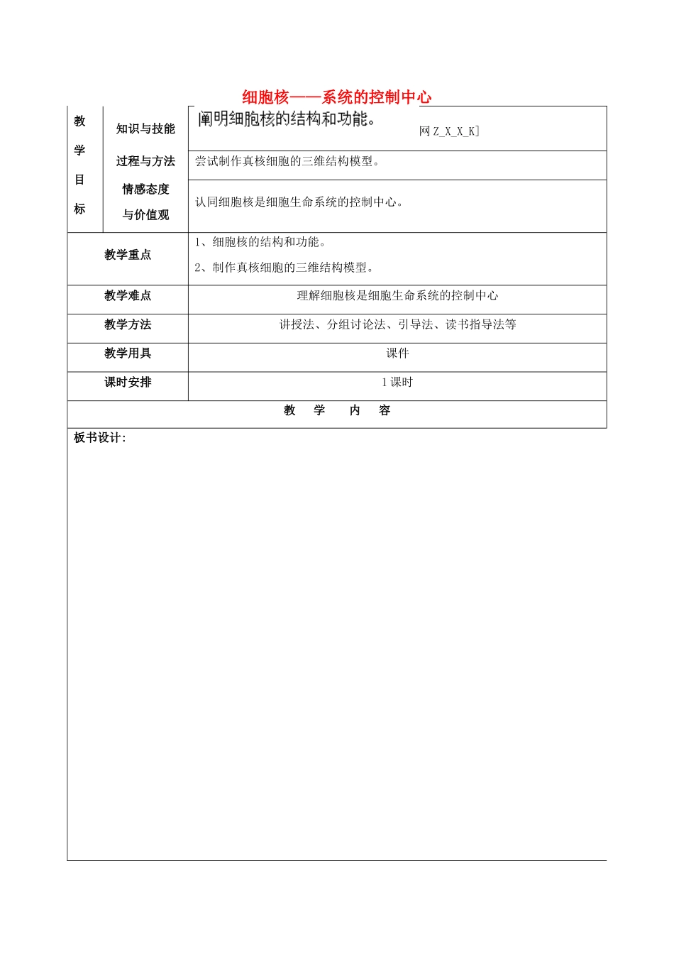 福建省厦门市集美区灌口中学高中生物 细胞核 系统的控制中心教案 新人教版必修1 _第1页