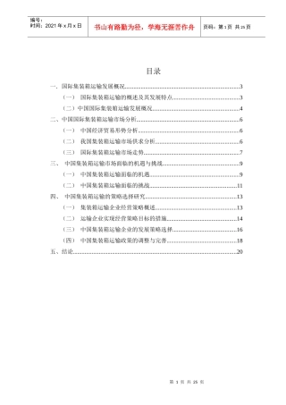 中国集装箱运输的策略选择研究