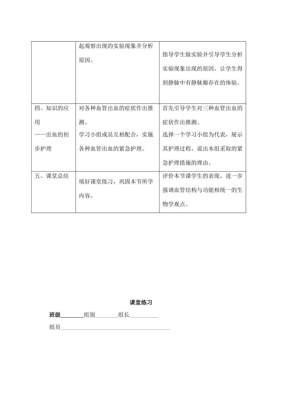 七年级生物下册 第4单元 第9章 第2节 血液循环（第2课时 探究血液流动的管道 血管）教案 北师大版-北师大版初中七年级下册生物教案_第3页