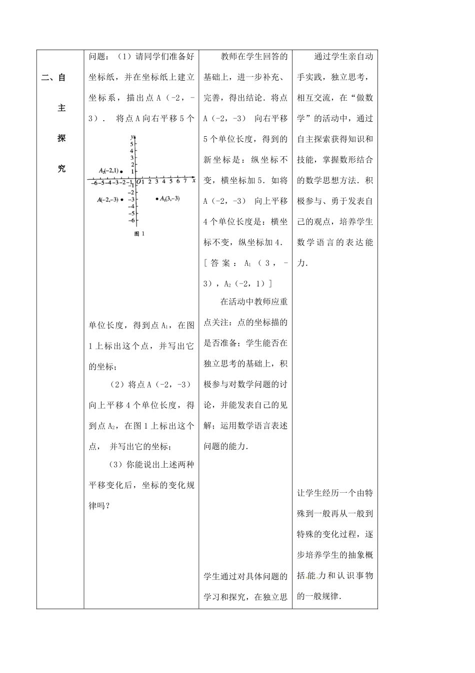 山东省郯城县第三中学七年级数学下册《622 用坐标表示平移》教案 _第2页