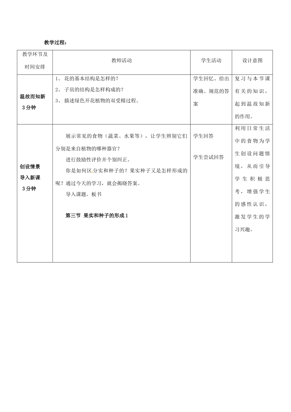 山东省枣庄市峄城区吴林街道中学八年级生物上册 4-1-3 成品果实和种子的形成（第一课时）教案 济南版_第2页
