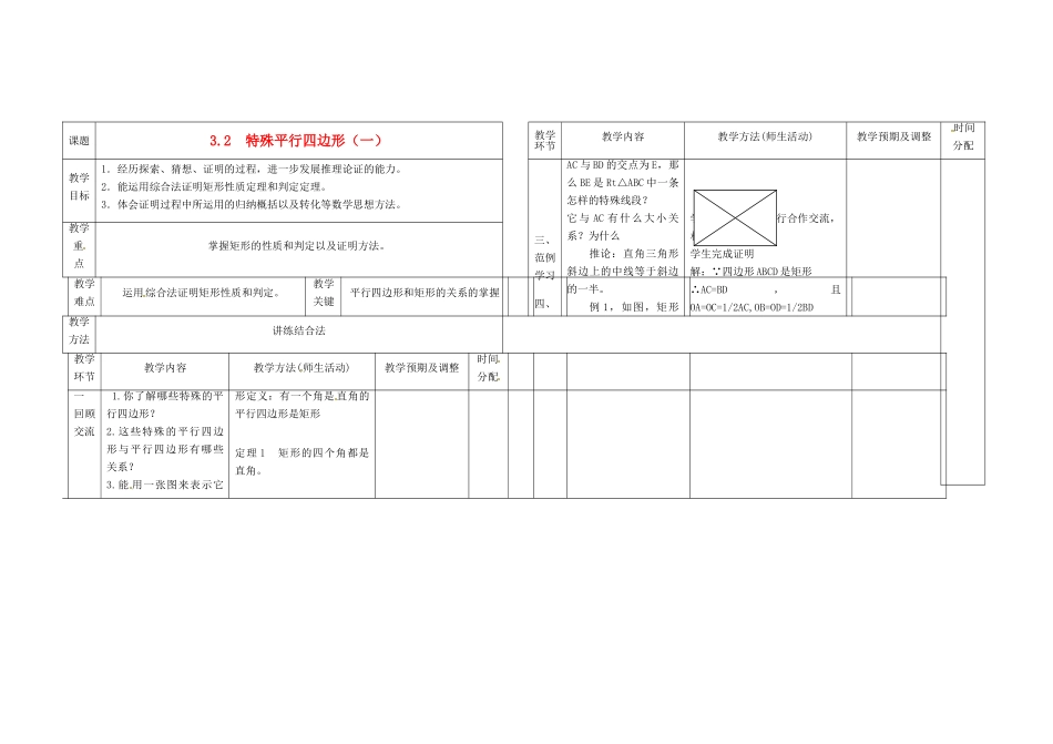辽宁省凌海市九年级数学上册《3.2  特殊平行四边形》教案（1） 人教新课标版_第1页