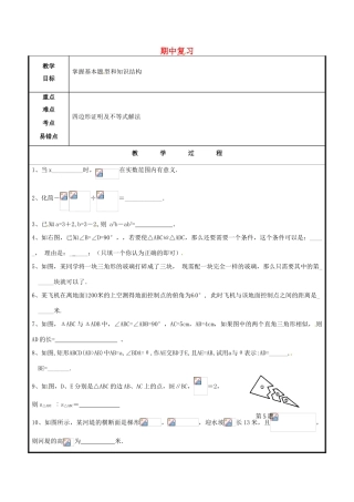 山东省聊城市高唐县八年级数学下册 期中复习教案 （新版）青岛版-（新版）青岛版初中八年级下册数学教案