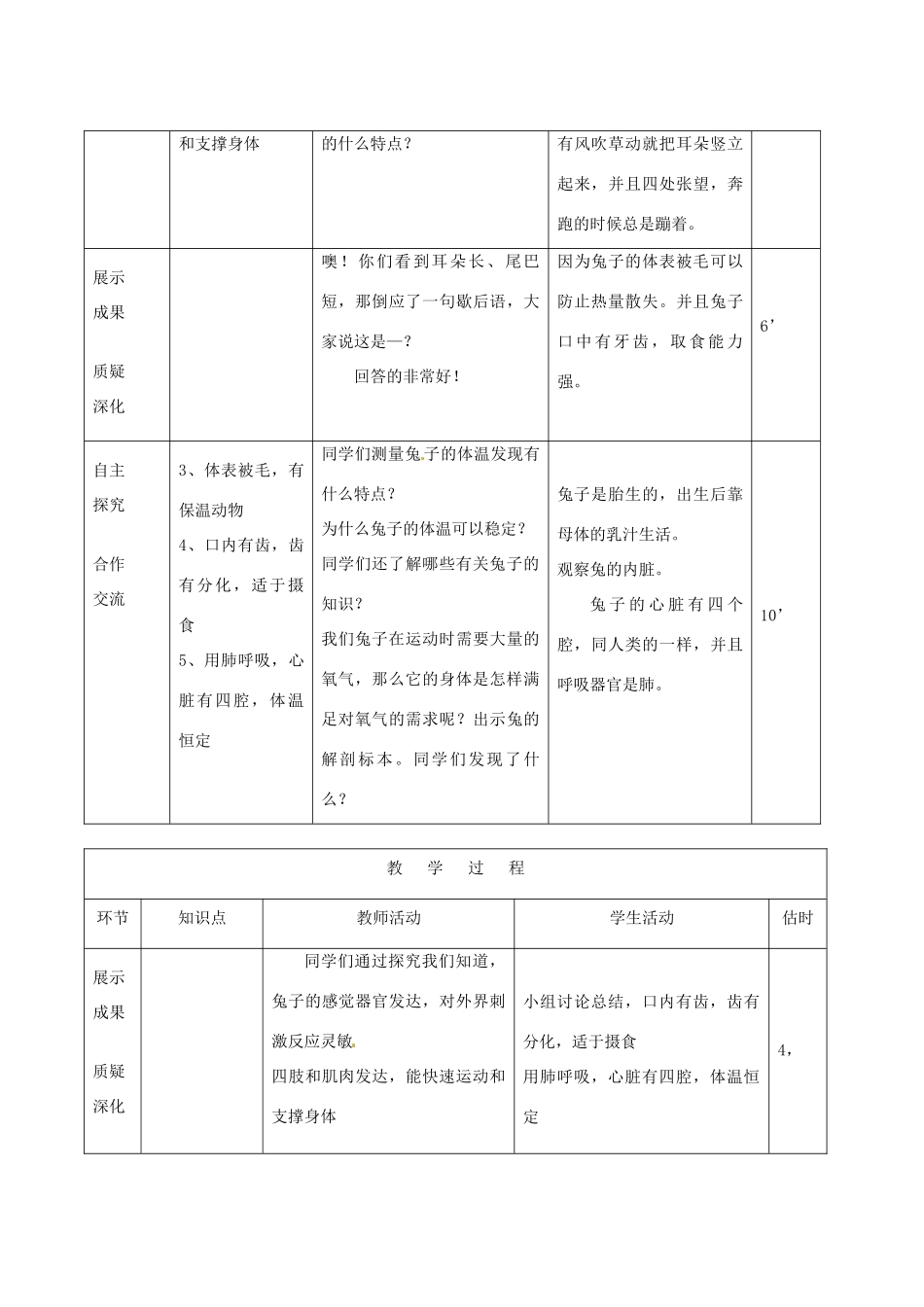 山东省临沭县第三初级中学八年级生物上册 陆地生活的动物（第3课时）教案 新人教版_第3页