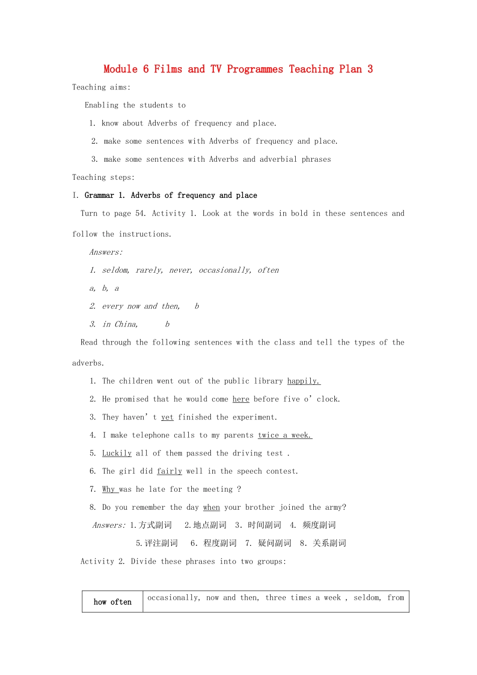 高一英语 module6 教案 外研版必修2_第1页