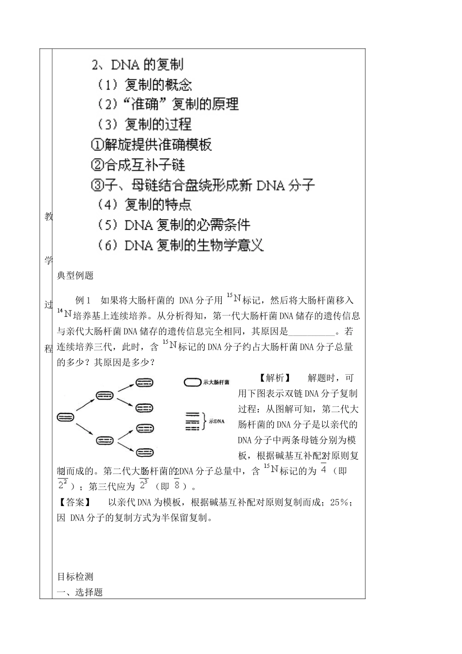 高中生物DNA的复制教案2新课标 人教版 必修2_第2页