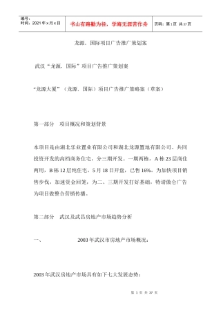 【房地产】龙源国际项目广告推广策划案